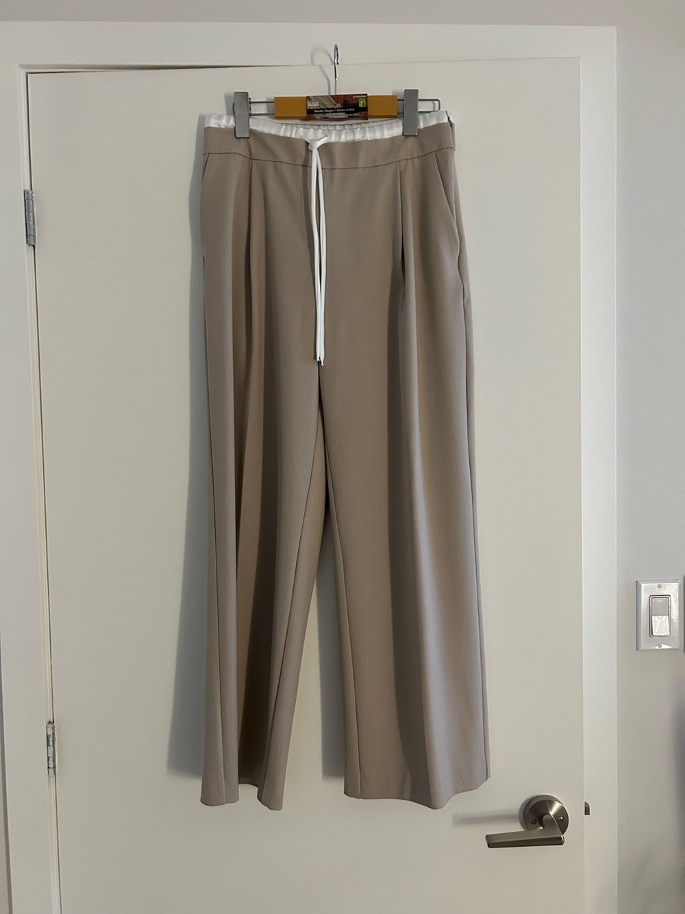 Zara Beige Wide-Leg Drawstring Pants